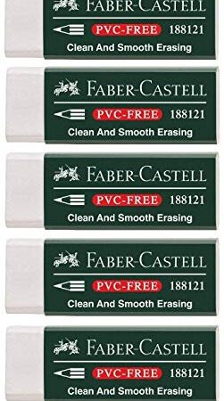 Faber-Castell 188121 - Radierer 7081 N PVC-Free, Kunststoff (5 Radierer, weiß)